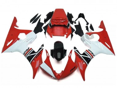 2003-2004 Red White Glossy Black Yamaha YZF R6 Motorcycle Fairing