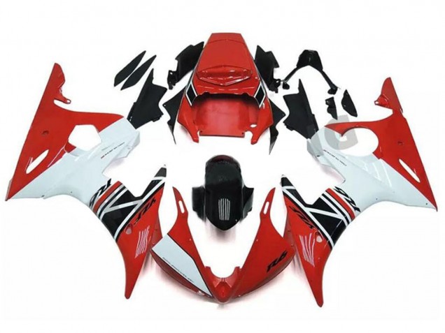 2003-2004 Red White Glossy Black Yamaha YZF R6 Motorcycle Fairing