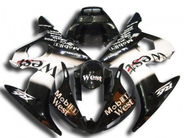 2003-2004 Glossy Black White Mobil West Michelin Yamaha YZF R6 Motorcycle Fairings
