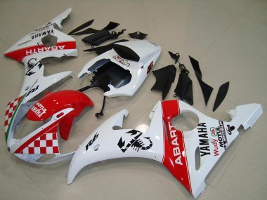 2003-2004 White Red Abarth Motul Yamaha YZF R6 Motorcycle Fairings