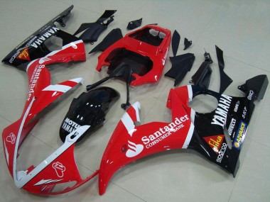 2003-2004 Red White Glossy Black Santander Motul Yamaha YZF R6 Motorcycle Fairings