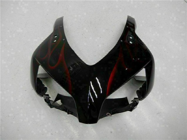 2004-2005 Glossy Black Red Flame Honda CBR1000RR Motorcycle Fairings
