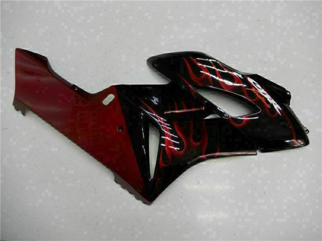2004-2005 Glossy Black Red Flame Honda CBR1000RR Motorcycle Fairings