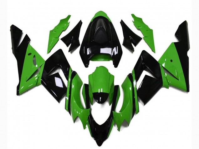 2004-2005 Glossy Black Green Kawasaki ZX10R Motorcycle Fairings