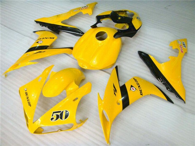 2004-2006 Yellow Glossy Black Dunlop 50 Yamaha YZF R1 Motorcycle Fairings