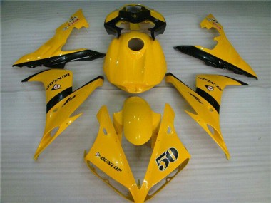 2004-2006 Yellow Glossy Black Dunlop 50 Yamaha YZF R1 Motorcycle Fairings