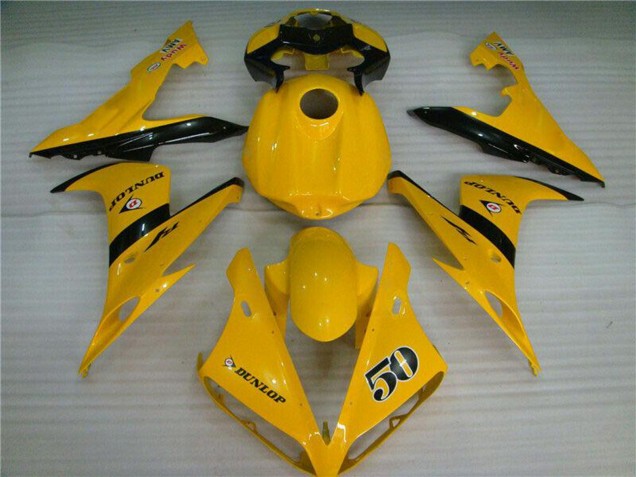 2004-2006 Yellow Glossy Black Dunlop 50 Yamaha YZF R1 Motorcycle Fairings