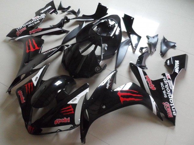 2004-2006 Glossy Black Red Monster Yamaha YZF R1 Motorcycle Fairings