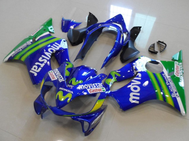 2004-2007 Blue Green MoviStar Castrol Honda CBR600 F4i Motorcycle Fairings