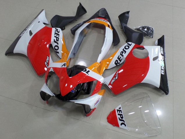 2004-2007 White Red Yellow Glossy Back Repsol Honda CBR600 F4i Motorcycle Fairings