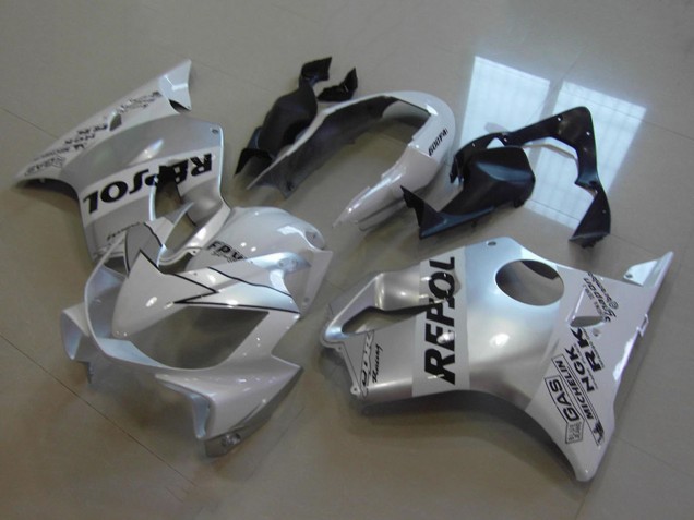 2004-2007 White Silver Black Repsol Honda CBR600 F4i Motorcycle Fairings