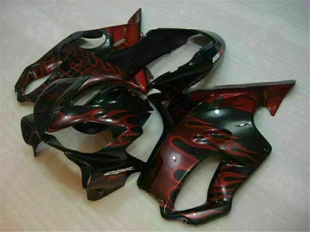 2004-2007 Glossy Black Red Flame Honda CBR600 F4i Motorcycle Fairings