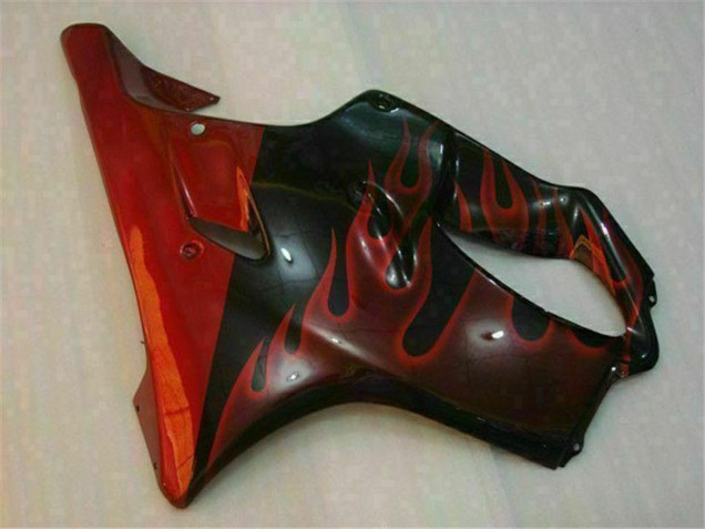 2004-2007 Glossy Black Red Flame Honda CBR600 F4i Motorcycle Fairings