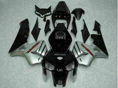 2005-2006 Glossy Black Silver Honda CBR600RR Motorcycle Fairings