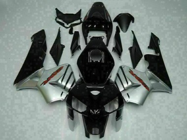 2005-2006 Glossy Black Silver Honda CBR600RR Motorcycle Fairings