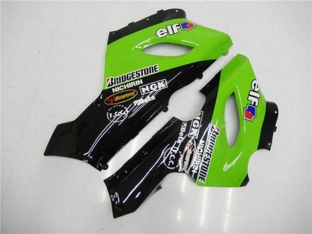 2005-2006 Green Glossy Black Elf Kawasaki ZX6R Motorcycle Fairings