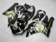 2005-2006 Glossy Black White Gold Lucky Strike Kawasaki ZX6R Motorcycle Fairings