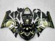2005-2006 Glossy Black White Gold Lucky Strike Kawasaki ZX6R Motorcycle Fairings