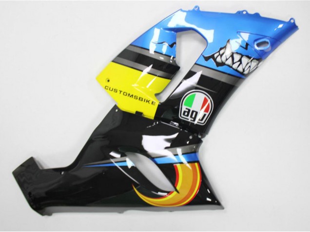 2005-2006 Blue Yellow Black Shark Kawasaki ZX6R Motorcycle Fairings