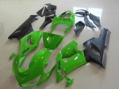 2005-2006 Green Matte Black Kawasaki ZX6R Motorcycle Fairings
