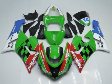 2005-2006 White Green Red Blue Black Motocard Kawasaki ZX6R Motorcycle Fairings