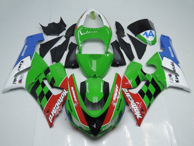 2005-2006 White Green Red Blue Black Motocard Kawasaki ZX6R Motorcycle Fairings