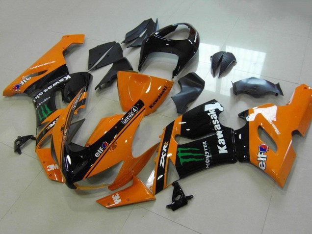 2005-2006 Orange Black Green Monster Kawasaki ZX6R Motorcycle Fairings