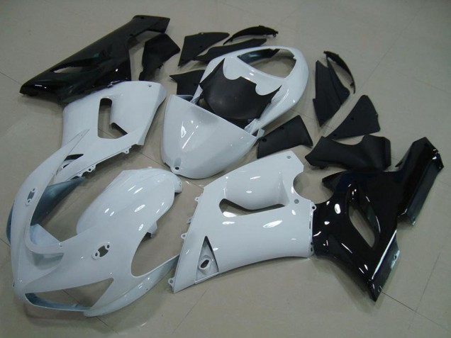 2005-2006 White Black Kawasaki ZX6R Motorcycle Fairing