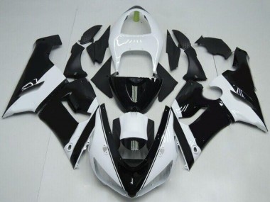 2005-2006 White Glossy Black Kawasaki ZX6R Motorcycle Fairings