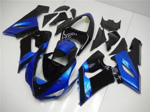 2005-2006 Blue Glossy Black Kawasaki ZX6R Motorcycle Fairing Kits