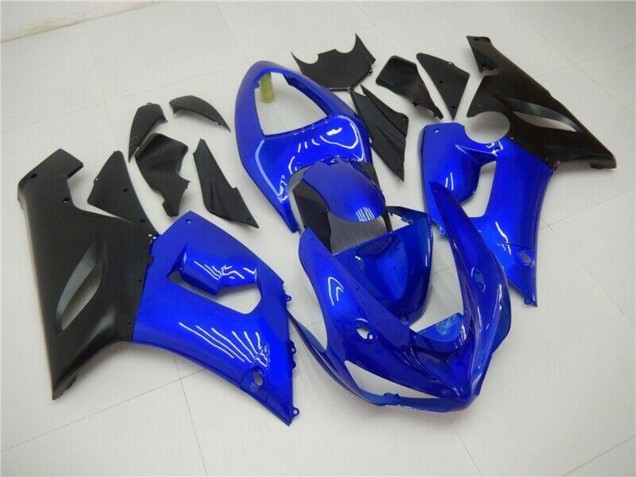 2005-2006 Blue Matte Black Kawasaki ZX6R Motorcycle Fairings