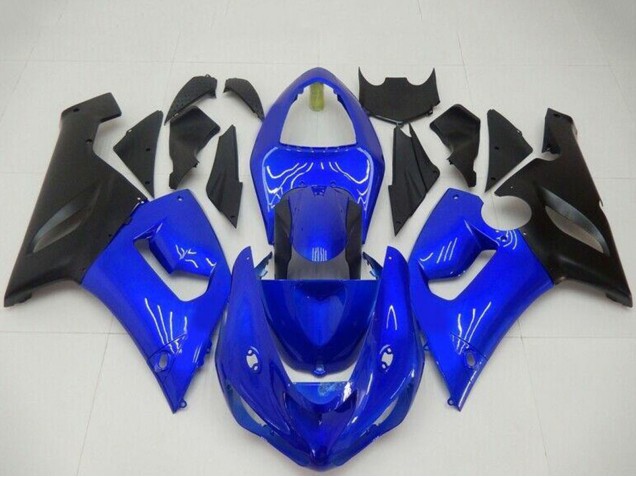 2005-2006 Blue Matte Black Kawasaki ZX6R Motorcycle Fairings