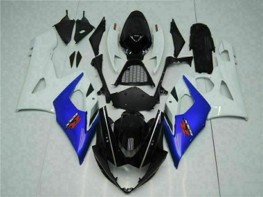 2005-2006 White Blue Glossy Black Suzuki GSXR 1000 Motorcycle Fairing