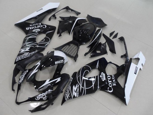 2005-2006 Glossy Black White Corona Suzuki GSXR 1000 Motorcycle Fairings