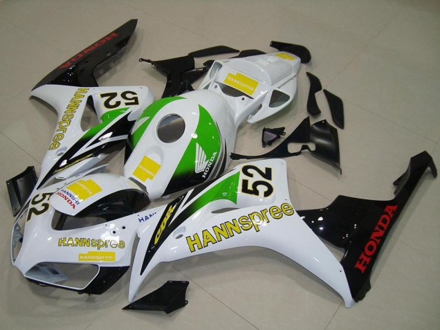 2006-2007 White Green Yellow Glossy Black Hannspree 52 Honda CBR1000RR Motorcycle Fairings