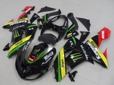 2006-2007 Glossy Black Red Yellow Green Monster Kawasaki ZX10R Motorcycle Fairings