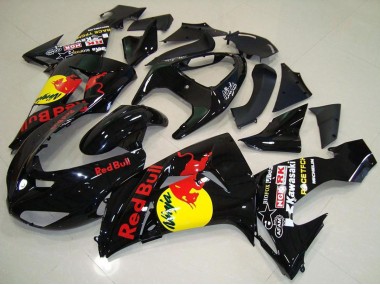 2006-2007 Glossy Black Yellow Red Bull Kawasaki ZX10R Motorcycle Fairings