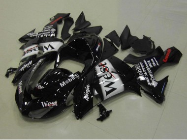 2006-2007 Glossy Black White West Red Kawasaki ZX10R Motorcycle Fairings