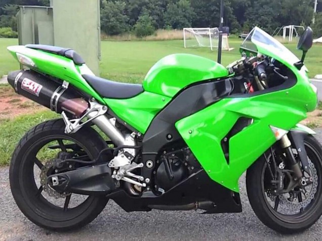 2006-2007 Green Matte Black Kawasaki ZX10R Motorcycle Fairing Kits