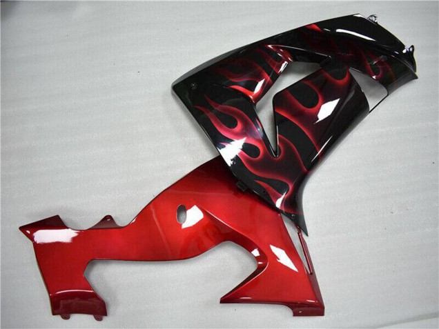 2006-2007 Glossy Black Red Flame Kawasaki ZX10R Motorcycle Fairing
