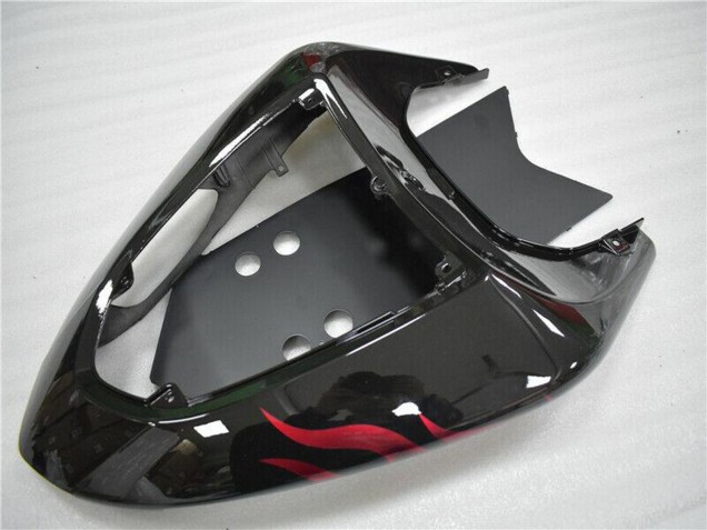 2006-2007 Glossy Black Red Flame Kawasaki ZX10R Motorcycle Fairing