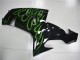 2006-2007 Glossy Black Green Flame Kawasaki ZX10R Motorcycle Fairings