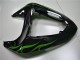 2006-2007 Glossy Black Green Flame Kawasaki ZX10R Motorcycle Fairings