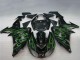2006-2007 Glossy Black Green Flame Kawasaki ZX10R Motorcycle Fairings