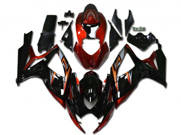 2006-2007 Orange Silver Glossy Black Stripe Suzuki GSXR 600/750 Motorcycle Fairings