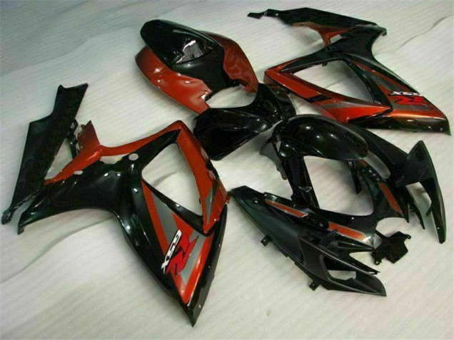 2006-2007 Glossy Black Red Suzuki GSXR 600/750 Motorcycle Fairings