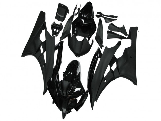 2006-2007 Glossy Black Matte Black Yamaha YZF R6 Motorcycle Fairing