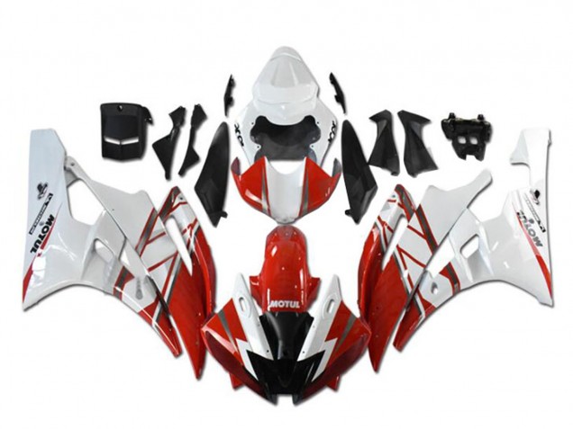 2006-2007 White Red Black Motul Michelin Yamaha YZF R6 Motorcycle Fairings