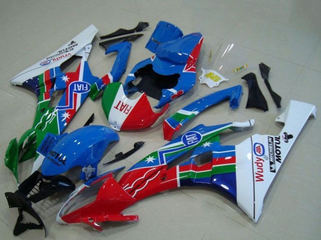 2006-2007 White Blue Red Green Fiat Motul Yamaha YZF R6 Motorcycle Fairings