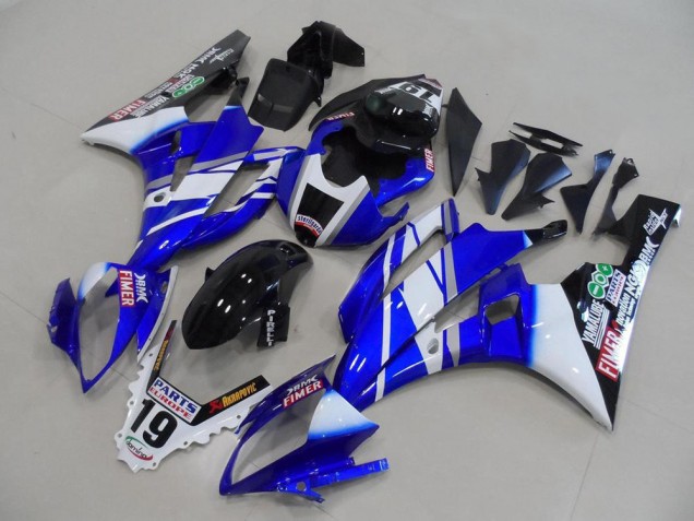 2006-2007 White Blue Glossy Black Fimer Yamalube Yamaha YZF R6 Motorcycle Fairings